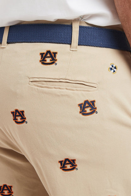 Collegiate Stretch Twill Pant Khaki with Auburn - The Golf Guys Online