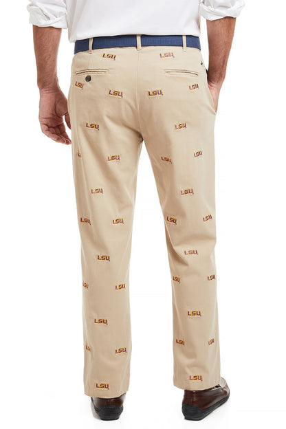 Collegiate Stretch Twill Pant Khaki with LSU - The Golf Guys Online