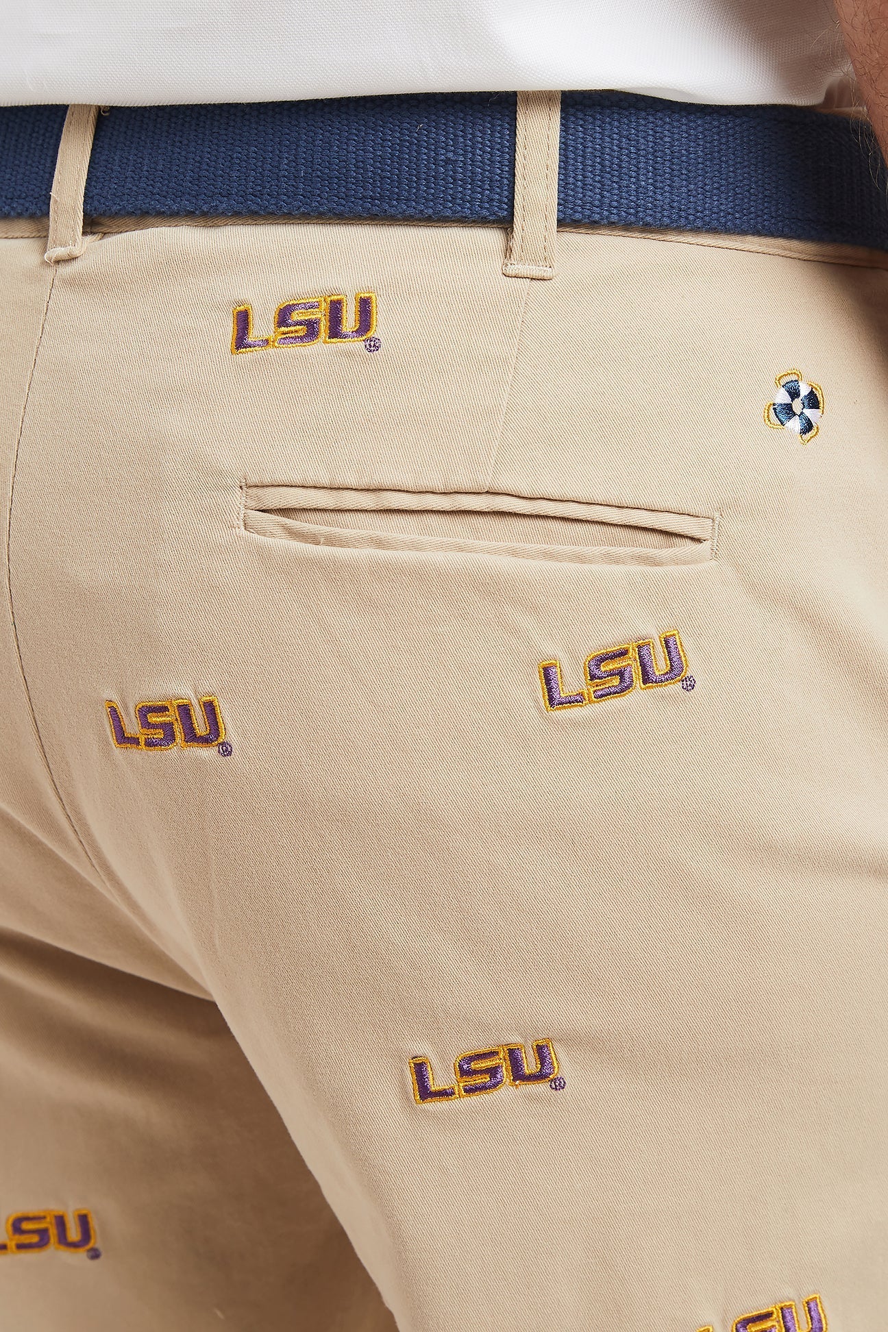 Collegiate Stretch Twill Pant Khaki with LSU - The Golf Guys Online
