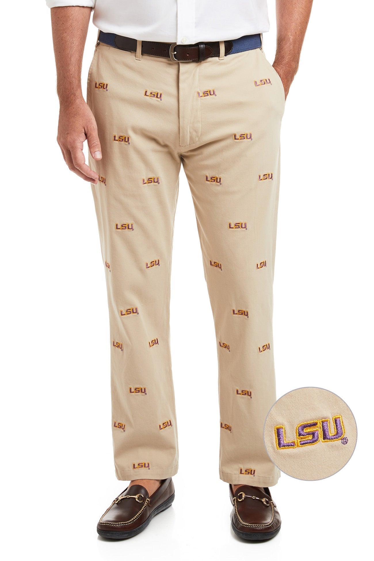 Collegiate Stretch Twill Pant Khaki with LSU - The Golf Guys Online