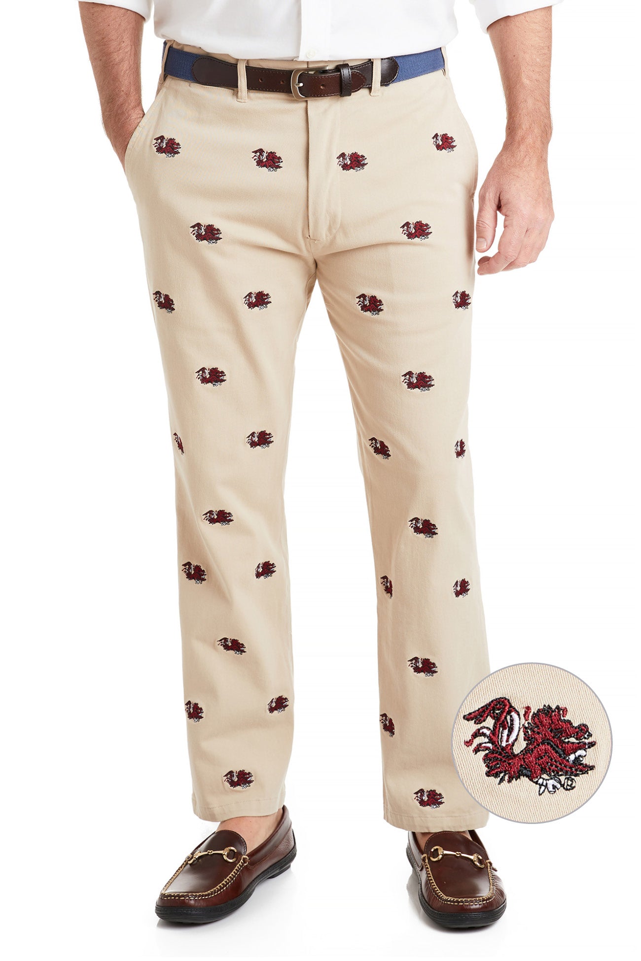 Collegiate Stretch Twill Pant Khaki with South Carolina Gamecocks - The Golf Guys Online