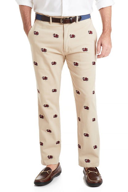 Collegiate Stretch Twill Pant Khaki with South Carolina Gamecocks - The Golf Guys Online