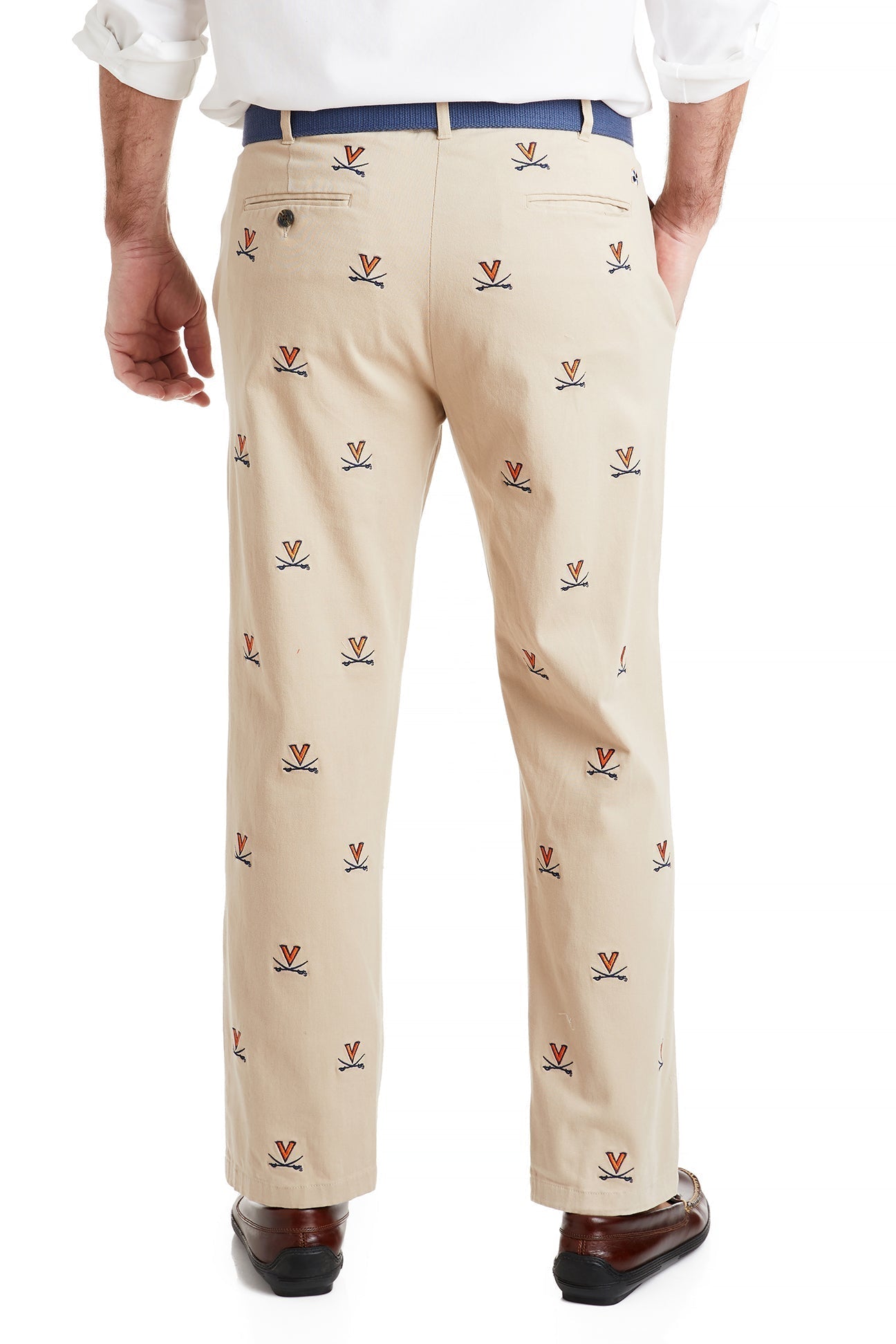 Collegiate Stretch Twill Pant Khaki with UVA - The Golf Guys Online