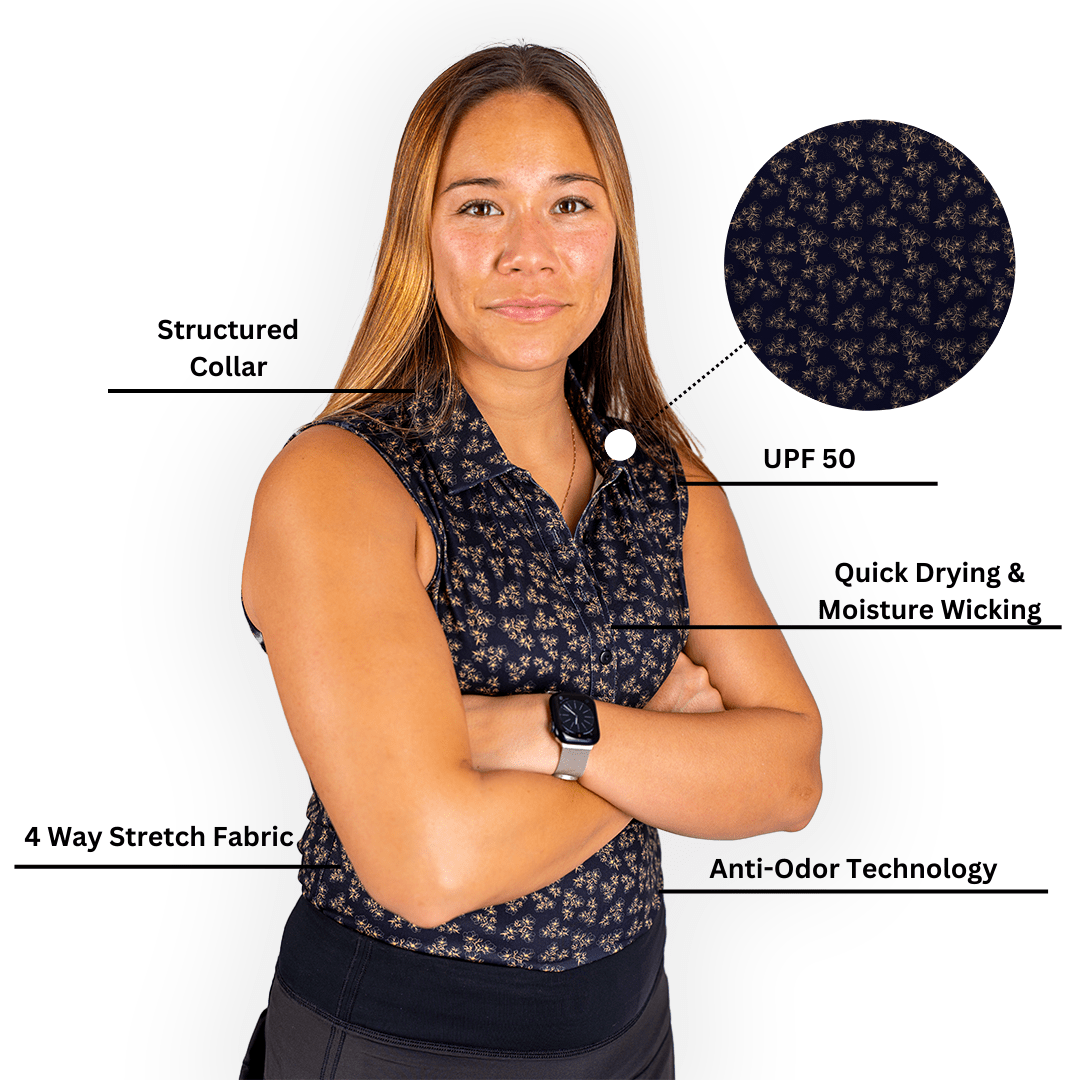 Dark Floral Women's (Sleeveless) Polos - The Golf Guys Online