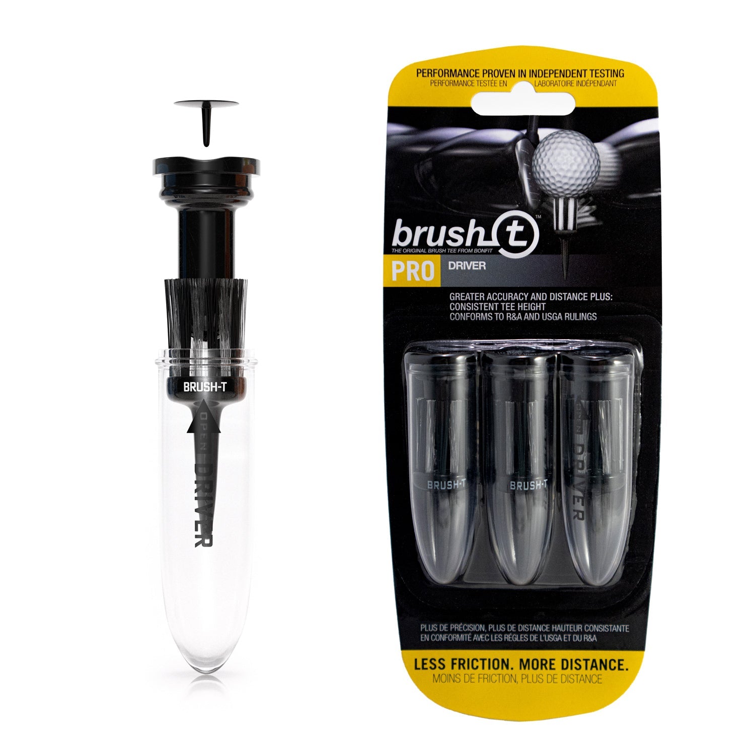 Driver, Premium Plastic Golf Tees, Black, (3 Pack)