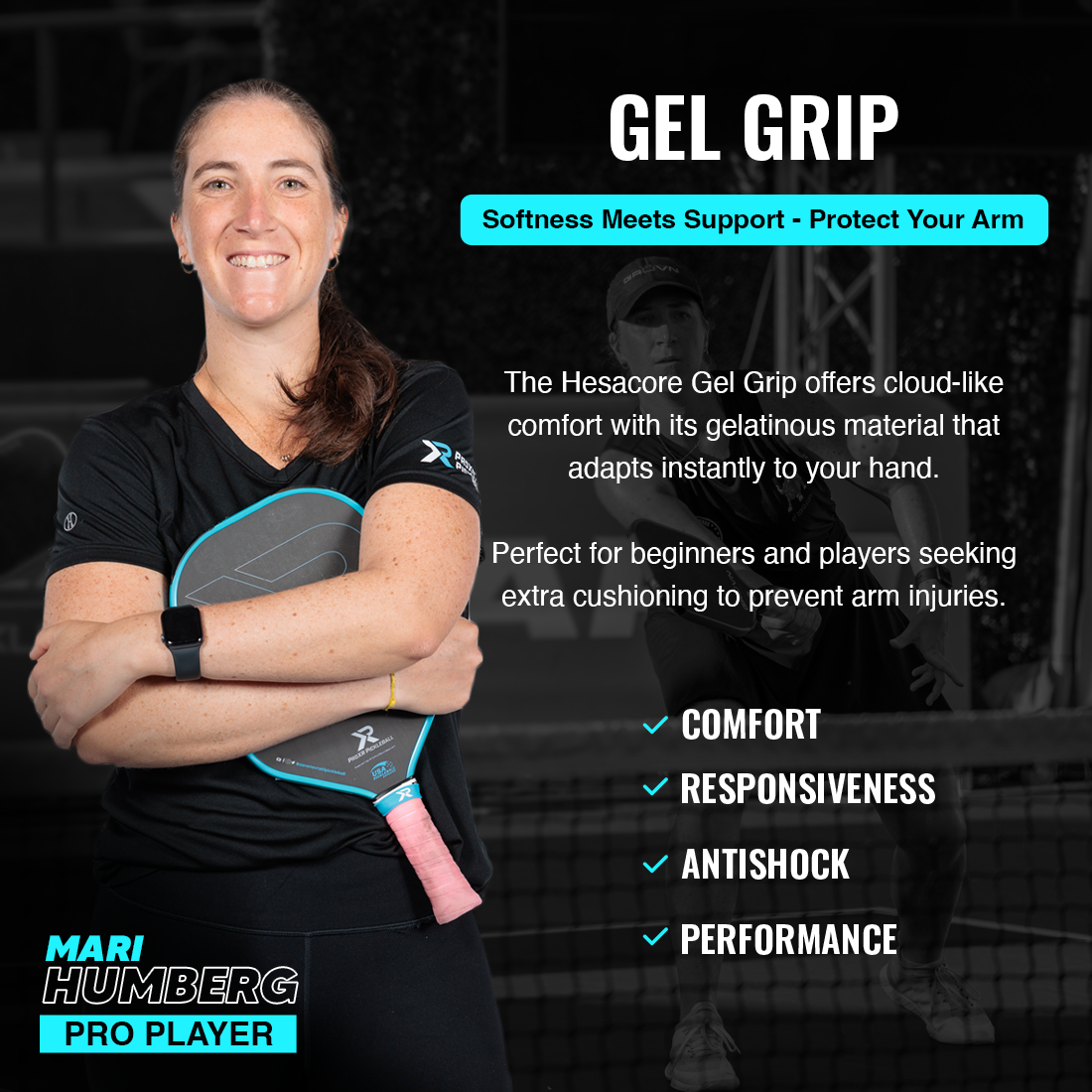 Pickleball Gel Grip - 5.25 Inches Long - Soft Feel - Light Blue
