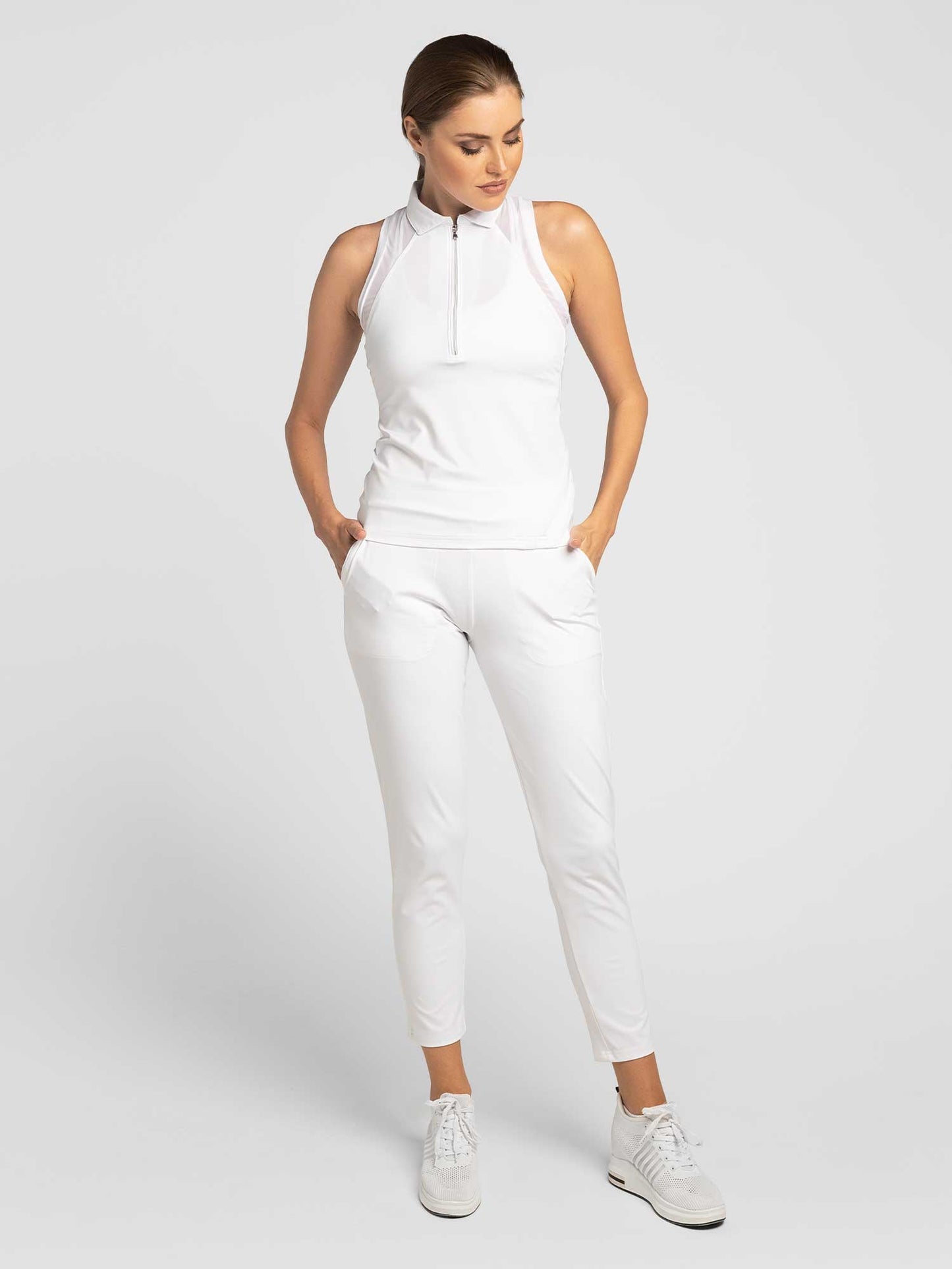 Stylish Women's Golf Pants - Fitted Design with Moisture-Wicking - White - The Golf Guys Online