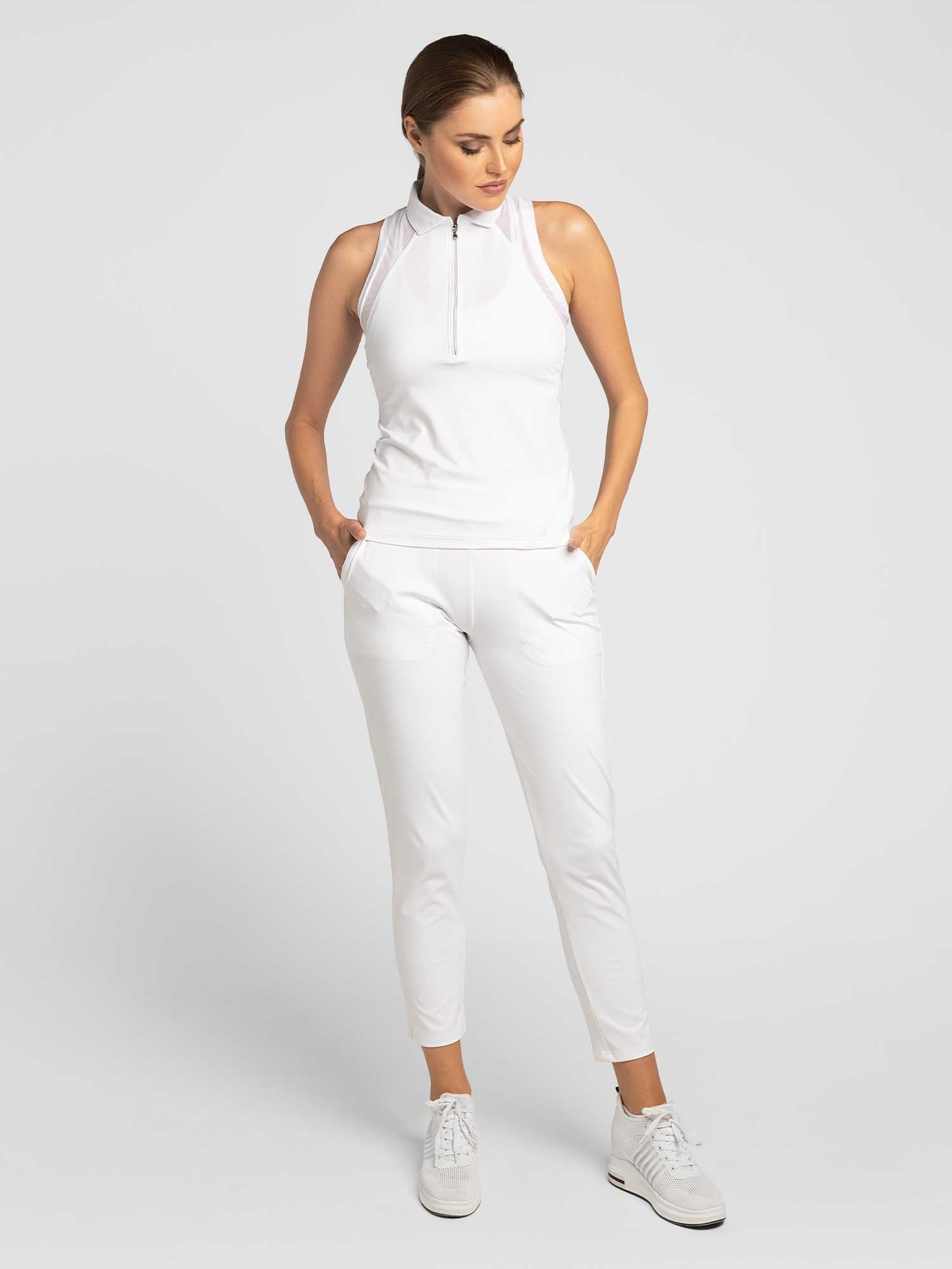 Stylish Women's Golf Pants - Fitted Design with Moisture-Wicking - White - The Golf Guys Online
