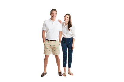 Harbor Pant Stretch Twill Nantucket Navy With Shamrock - The Golf Guys Online