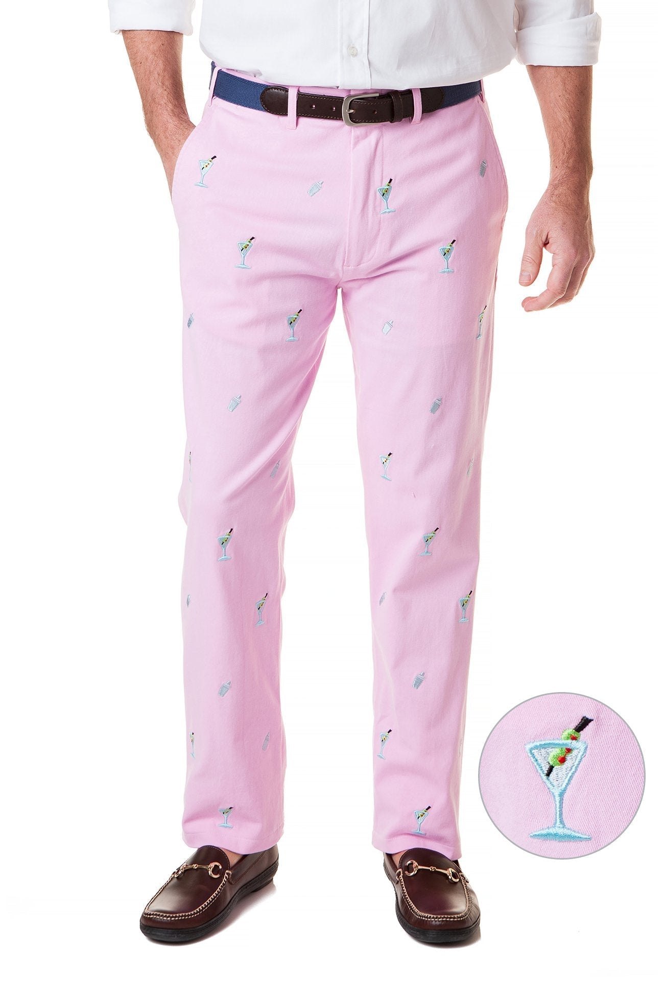 Harbor Pant Stretch Twill Pink with Martini & Shaker - The Golf Guys Online