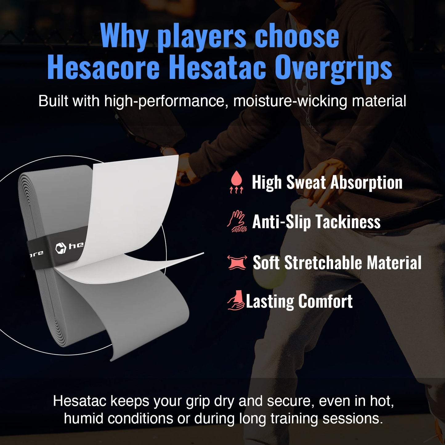 Hesacore Hesatac Overgrip – Black (6 & 12 Pack)