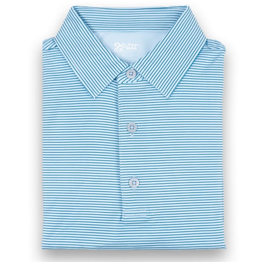 Light Blue Stripe Men's Polo - The Golf Guys Online