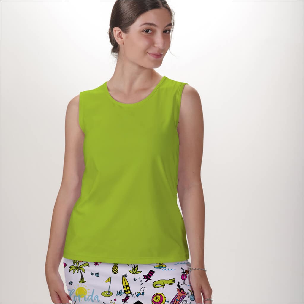 LIME SLEEVELESS CREW NECK TOP - The Golf Guys Online