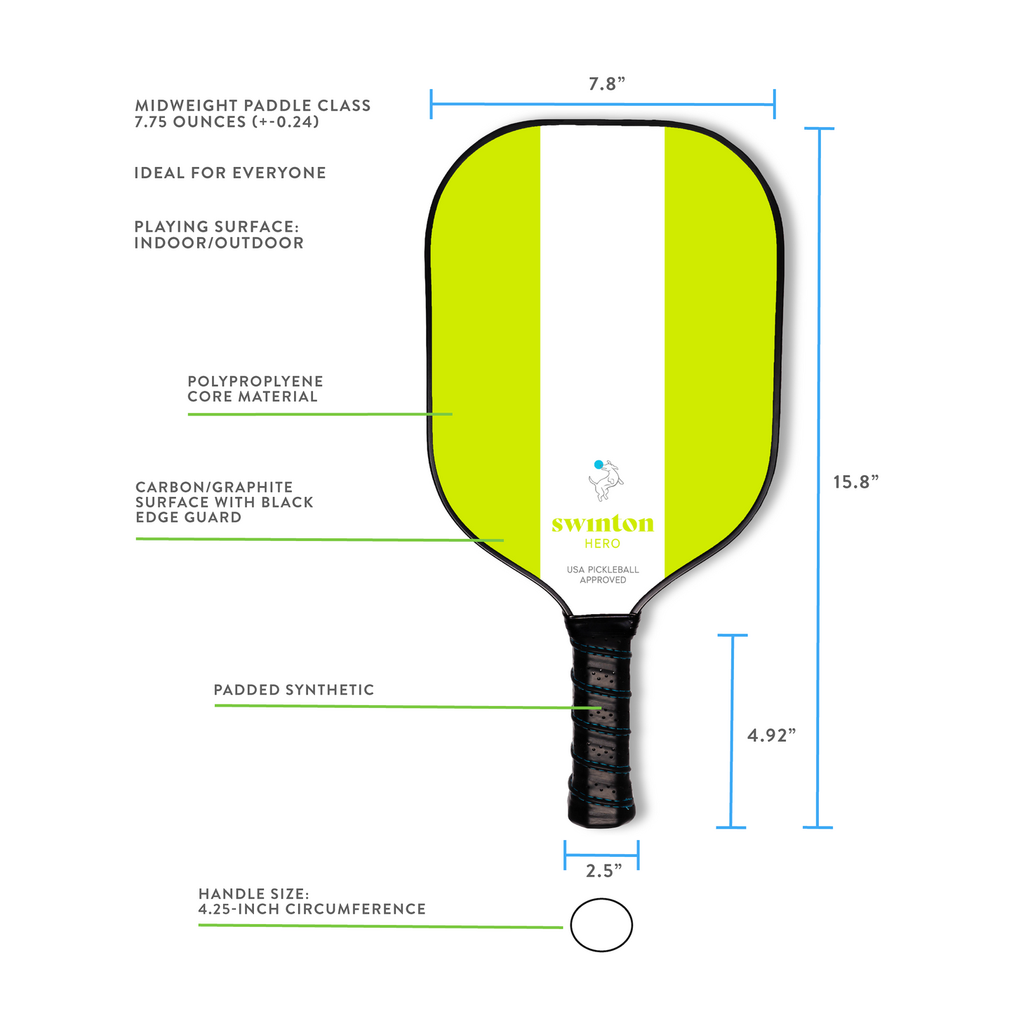 Hero Green Stripe Pickleball Paddle - The Golf Guys Online