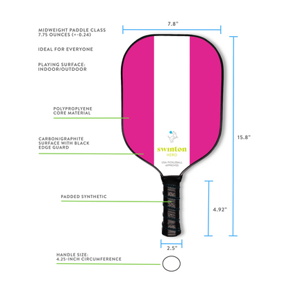 Hero Pink Stripe Pickleball Paddle - The Golf Guys Online