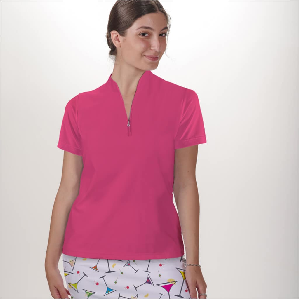 PINK POLO QUARTER ZIP TOP - The Golf Guys Online