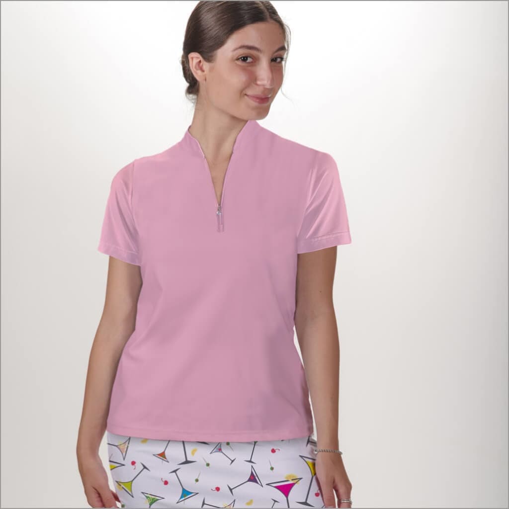 LIGHT PINK POLO QUARTER ZIP TOP - The Golf Guys Online