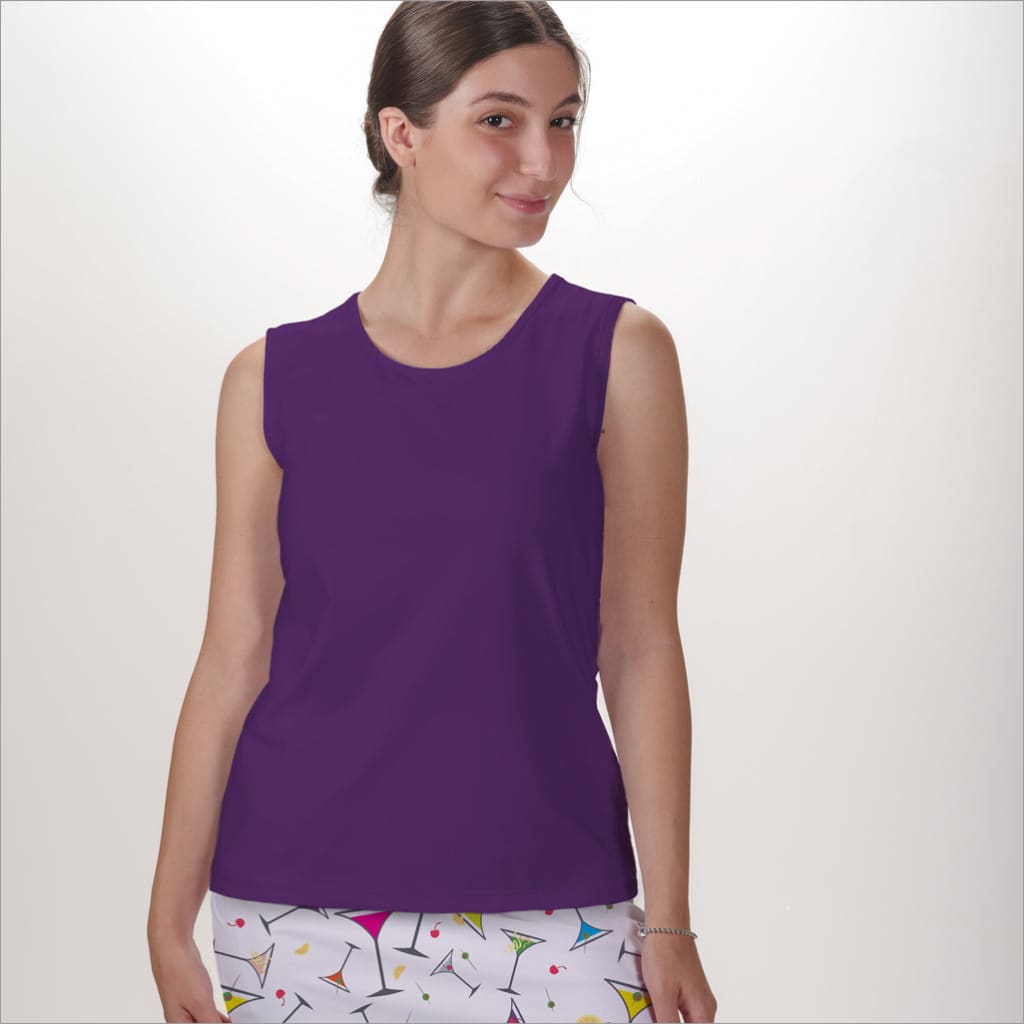 PURPLE SLEEVELESS CREW NECK TOP - The Golf Guys Online