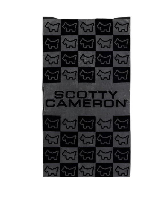 Scotty Cameron Dog Checkered Black/Grey Golf Towel - The Golf Guys Online