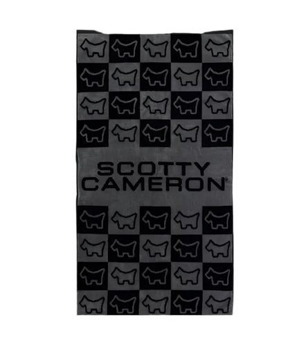 Scotty Cameron Dog Checkered Black/Grey Golf Towel - The Golf Guys Online