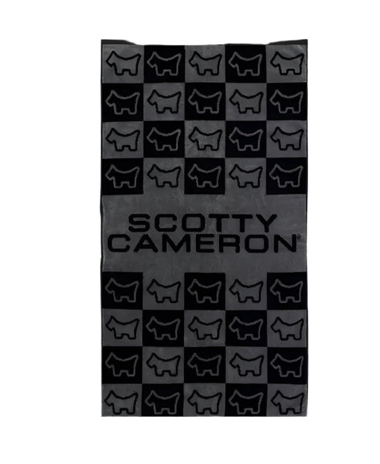 Scotty Cameron Dog Checkered Black/Grey Golf Towel - The Golf Guys Online