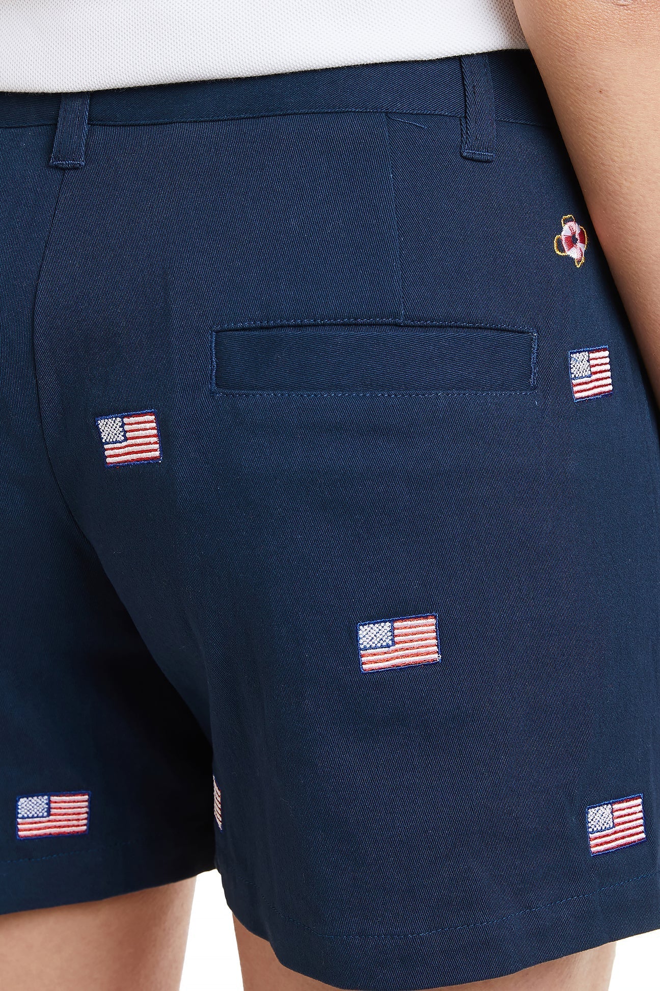 Sailing Short Stretch Twill Nantucket Navy with American Flag - The Golf Guys Online