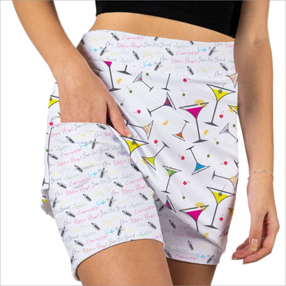 SHAKEN NOT STIRRED MARTINI PRINT SKORT - The Golf Guys Online