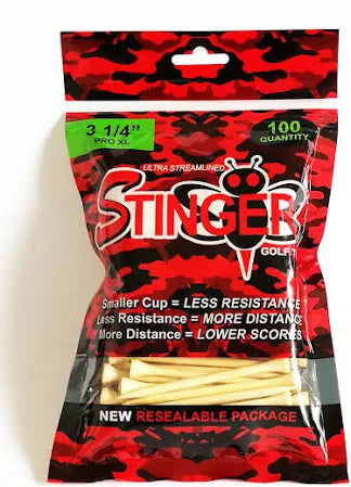 Stinger 3 1/4" Pro XL - 100 Count Light Wood Tees - The Golf Guys Online