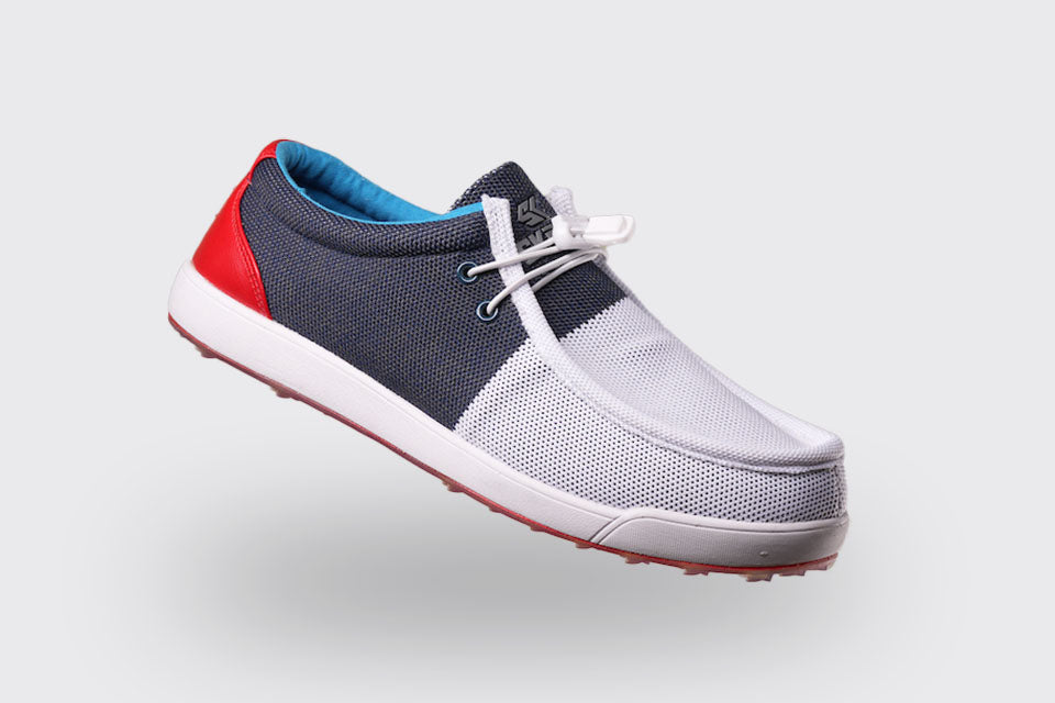 SKŌNI Men's Golf Shoe - Red/White/Blue - The Golf Guys Online