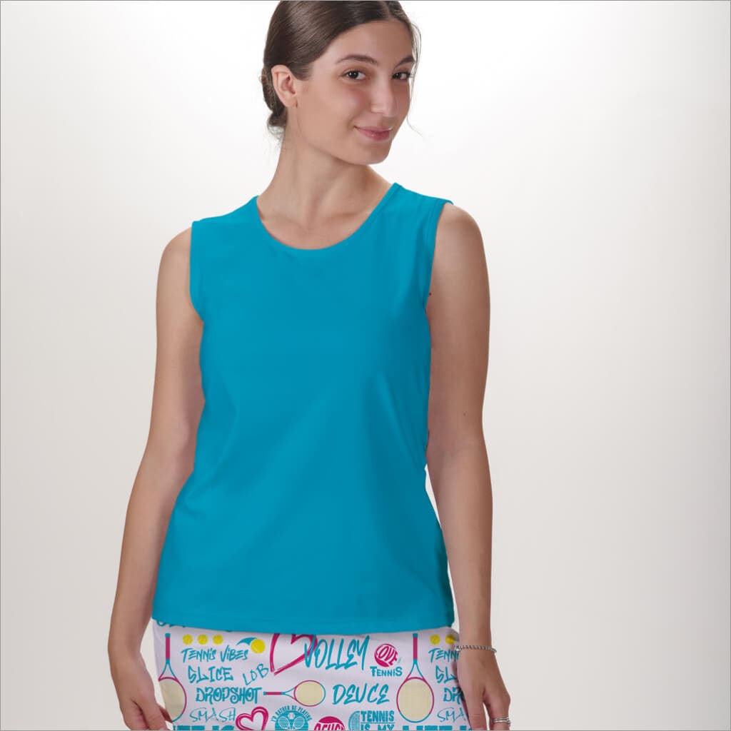 AQUA SLEEVELESS CREW NECK TOP - The Golf Guys Online