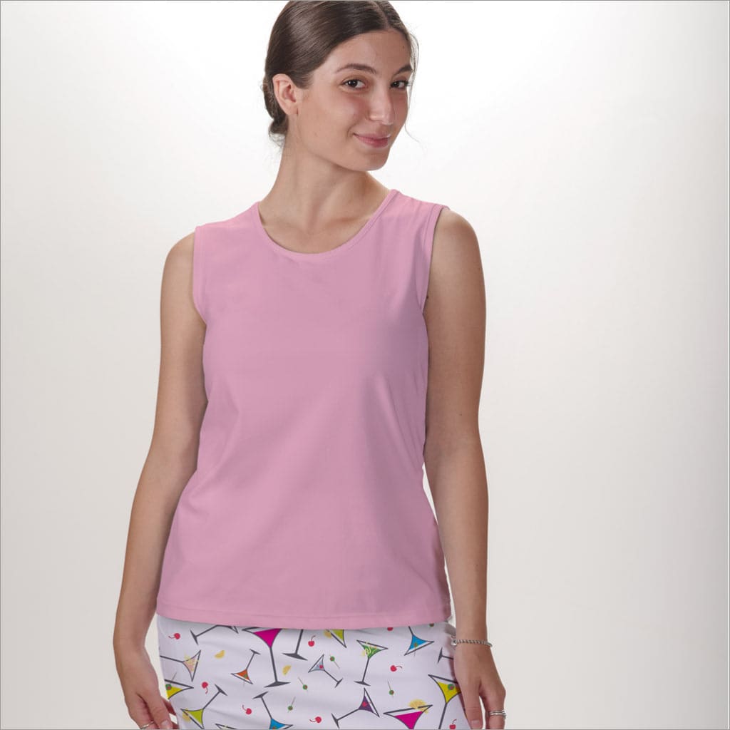 LIGHT PINK SLEEVELESS CREW NECK TOP - The Golf Guys Online