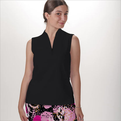 BLACK SLEEVELESS QUARTER ZIP TOP - The Golf Guys Online
