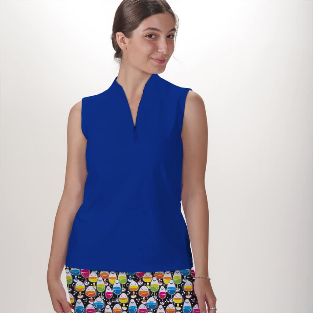 ROYAL BLUE SLEEVELESS QUARTER ZIP TOP - The Golf Guys Online