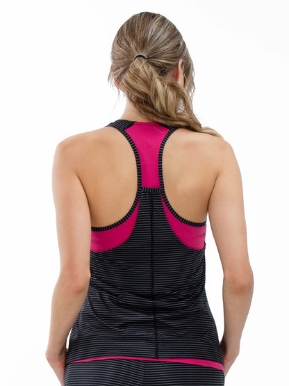 Aubrey Double Layer Athleisure Tank - Fuchsia/Black - The Golf Guys Online