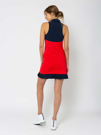 Kai 17" Pleated Skirt - Poppy/Midnight - The Golf Guys Online