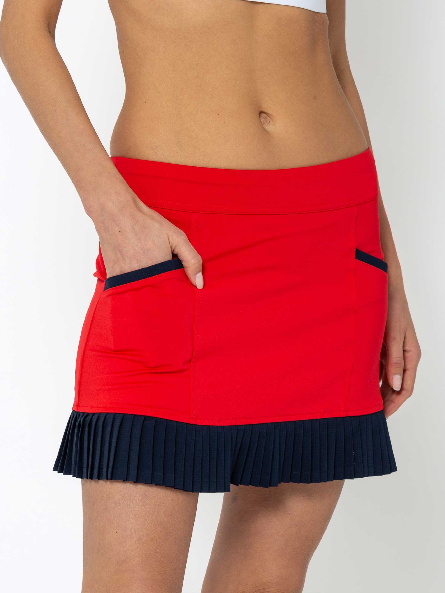 Kai 17" Pleated Skirt - Poppy/Midnight - The Golf Guys Online