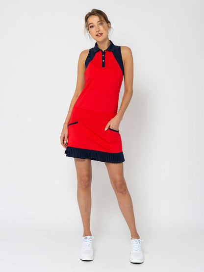 Kai 17" Pleated Skirt - Poppy/Midnight - The Golf Guys Online