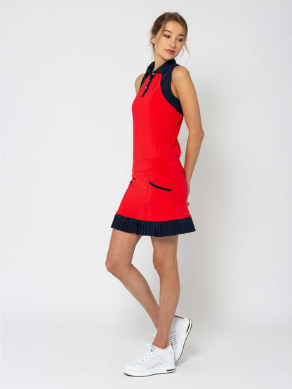 Kai 17" Pleated Skirt - Poppy/Midnight - The Golf Guys Online