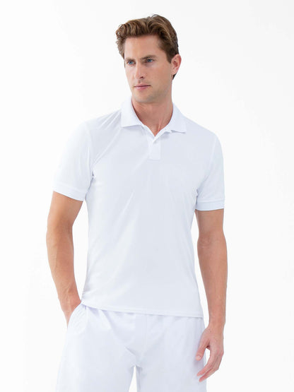 Performance Men's Classic Tennis Rib Collar Polo - White - The Golf Guys Online