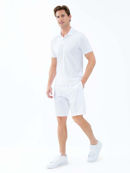 Performance Men's Classic Tennis Rib Collar Polo - White - The Golf Guys Online