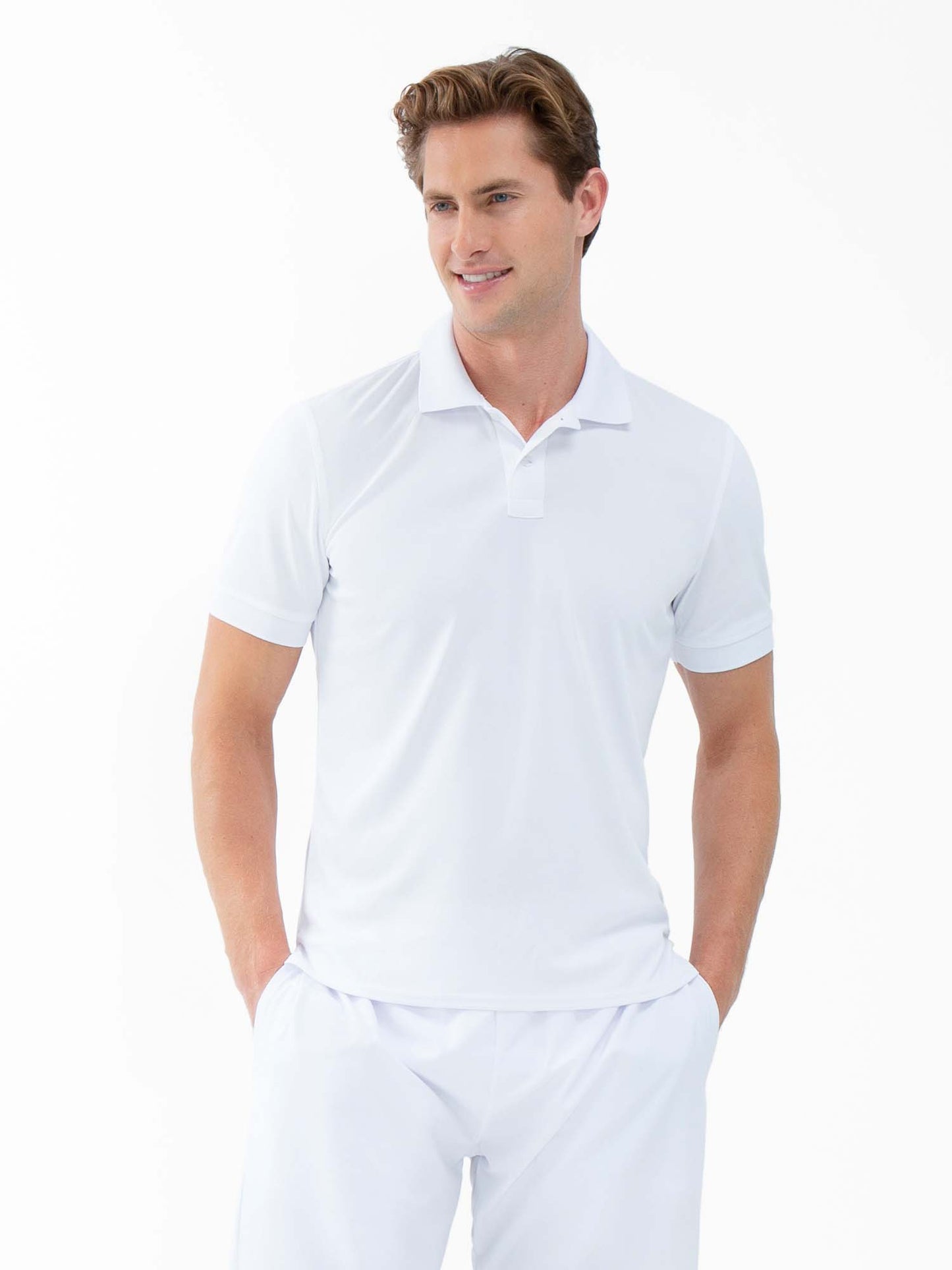 Performance Men's Classic Tennis Rib Collar Polo - White - The Golf Guys Online