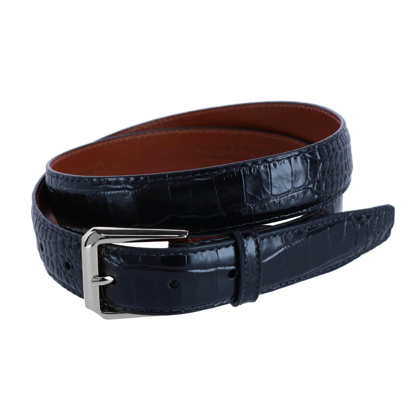 30mm Mock Alligator Embossed Italian Leather Belt - The Golf Guys Online