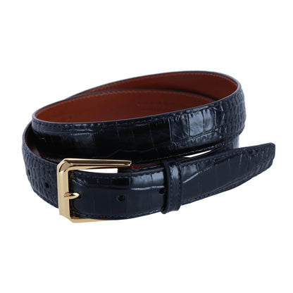 30mm Mock Alligator Embossed Italian Leather Belt - The Golf Guys Online