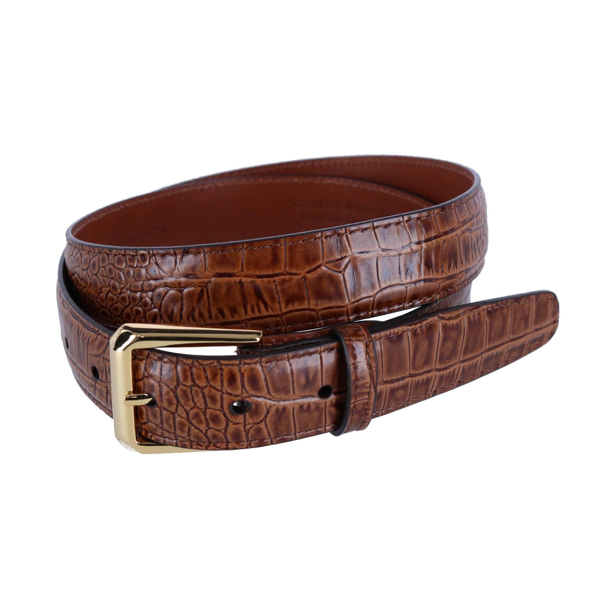 30mm Mock Alligator Embossed Italian Leather Belt - The Golf Guys Online