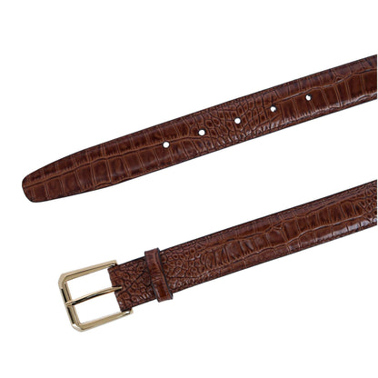 30mm Mock Alligator Embossed Italian Leather Belt - The Golf Guys Online