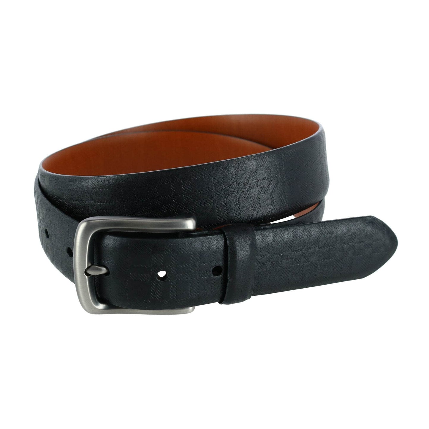 Caelen Plaid Embossed Leather Belt - The Golf Guys Online