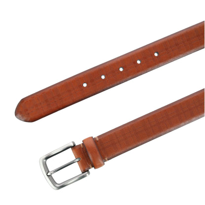 Caelen Plaid Embossed Leather Belt - The Golf Guys Online