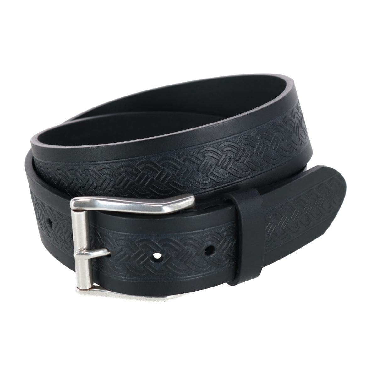 Grady 40mm Celtic Scroll Embossed Leather Jean Belt - The Golf Guys Online