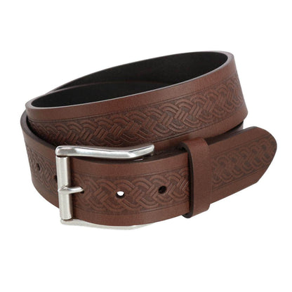 Grady 40mm Celtic Scroll Embossed Leather Jean Belt - The Golf Guys Online