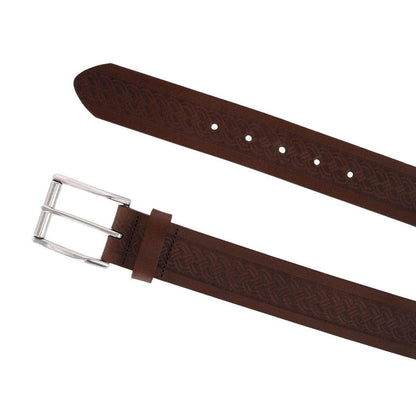 Grady 40mm Celtic Scroll Embossed Leather Jean Belt - The Golf Guys Online